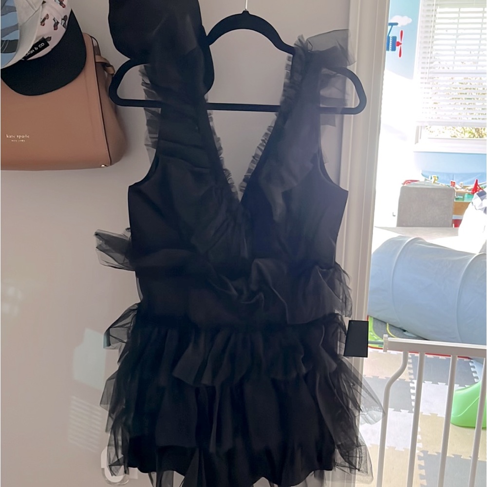 Lulus black tulle detail mini dress